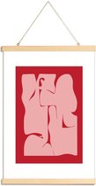 JUNIQE - Posterhanger Abstracte -40x60 /Rood & Roze