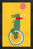 JUNIQE - Poster in houten lijst Unicycle Croc -20x30 /Kleurrijk