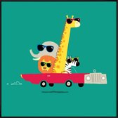 JUNIQE - Poster met kunststof lijst Road Trip -20x20 /Kleurrijk