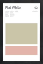 JUNIQE - Poster met houten lijst Flat white - minimalistisch -13x18