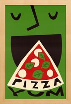 JUNIQE - Poster in houten lijst Yum Pizza -40x60 /Groen