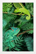 JUNIQE - Poster in houten lijst Chameleons -30x45 /Groen