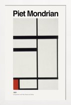 JUNIQE - Poster met houten lijst Mondrian - Composition with Red,