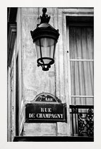 JUNIQE - Poster met houten lijst Rue de Champagny -13x18 /Grijs & Wit