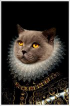 JUNIQE - Poster met kunststof lijst Golden Eyes -13x18 /Grijs & Zwart