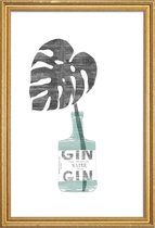 JUNIQE - Poster met houten lijst Urban Jungle 4 -13x18 /Blauw & Grijs