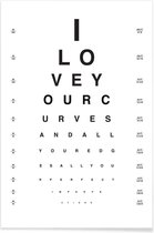 JUNIQE - Poster Eye Chart I Love You -13x18 /Wit & Zwart