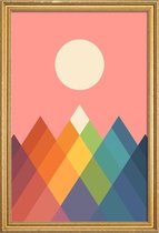 JUNIQE - Poster met houten lijst Rainbow Peak -13x18 /Kleurrijk