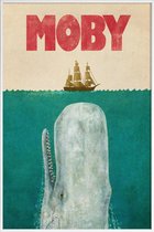 JUNIQE - Poster met kunststof lijst Moby -13x18 /Blauw & Rood