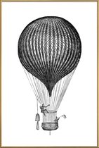 JUNIQE - Poster met kunststof lijst Air Balloon -13x18 /Wit & Zwart