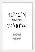 JUNIQE - Poster in houten lijst Coördinaten New York -40x60 /Wit &