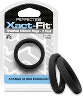 #13 Xact-Fit Cockring 2-Pack - Black - Cock Rings -