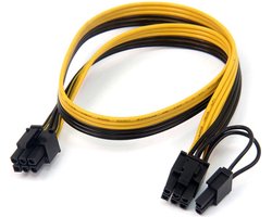 6Pin to 8Pin 6+2pin 60cm 18AWG puur koperen vertinde Kabel voor PSU GPU Ethereum ETH Mining