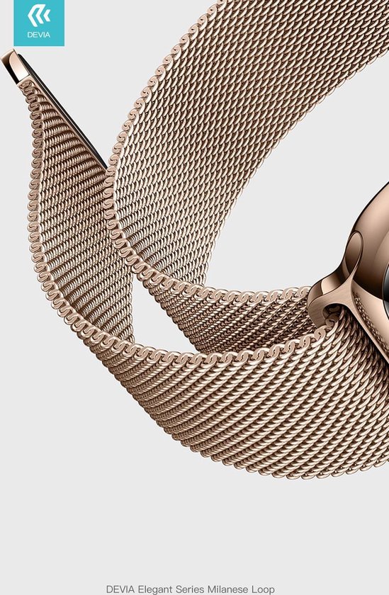 Elegant Series Bandje geschikt voor Apple Watch - Milanese Loop 38/40mm - Rose Goud - Devia