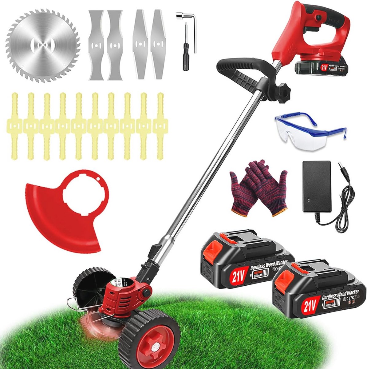 Krachtige 4-in-1 Grastrimmer met Accu - 21V en Snellader voor Tuin en Erf