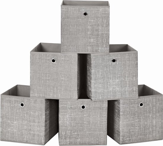 SONGMICS Opbergdoos, set van 6, mand, kist met PP-platen