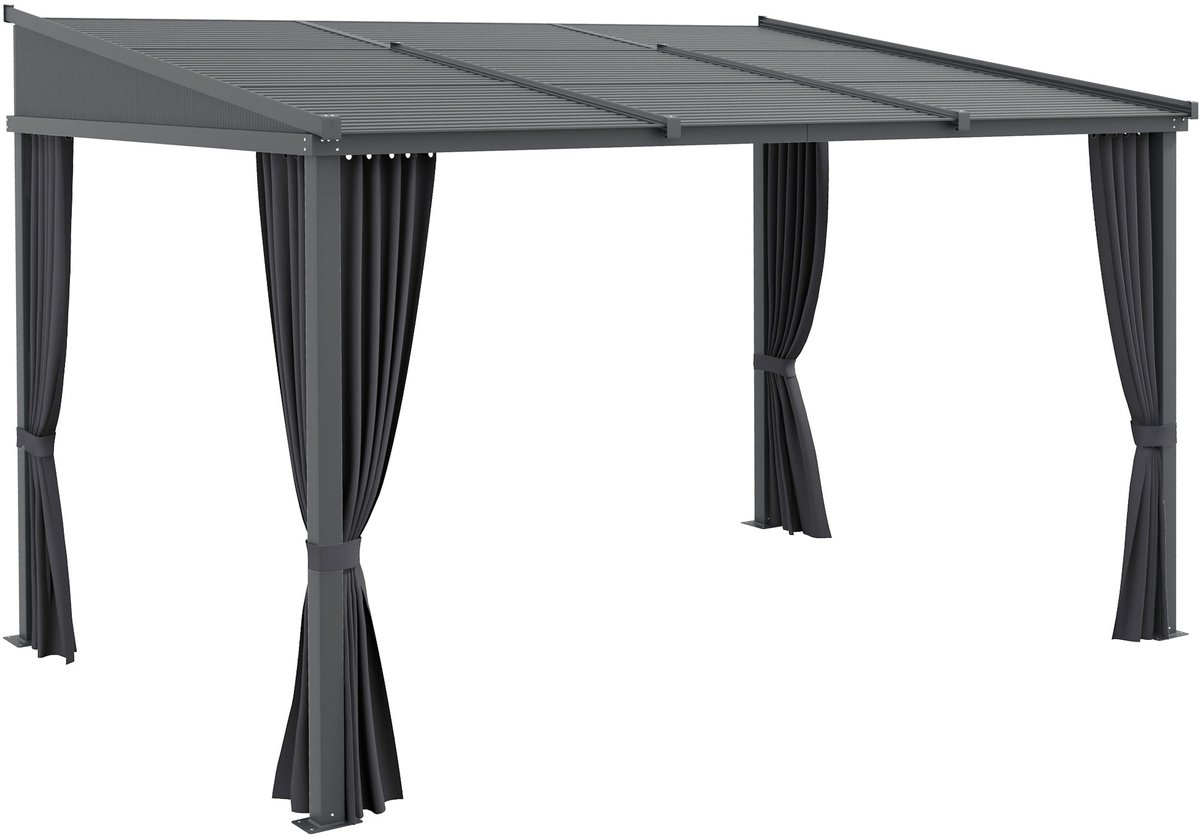 Outsunny Pergola Aluminium, Metall, Polyester, PC Dunkelgrau