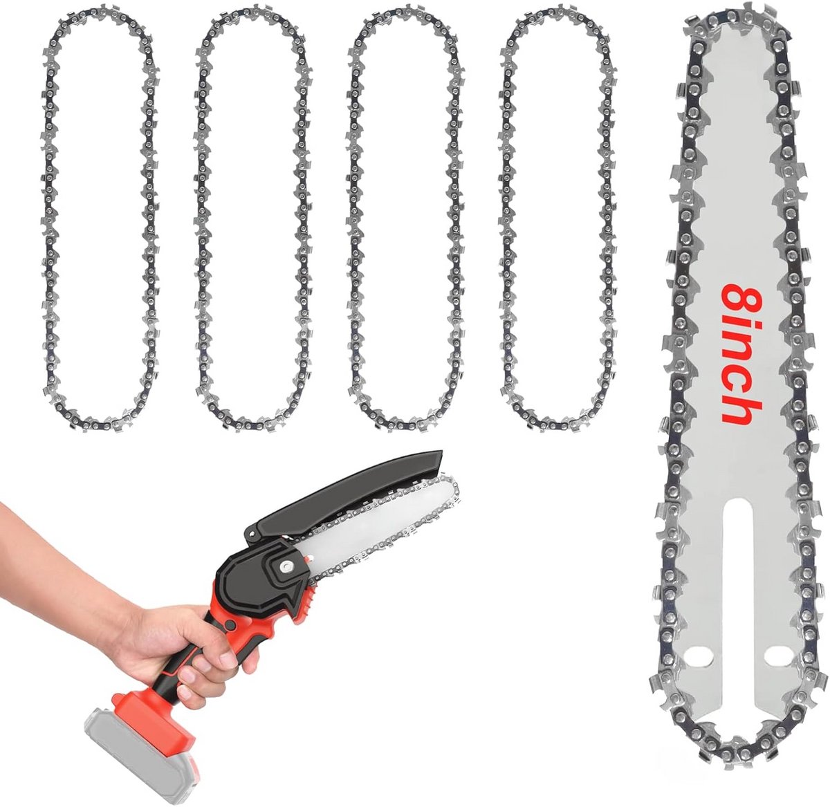8 Inch Kettingzaag Ketting - 4 Stuks Mini-Kettingzaag Accessoires voor Houtbewerking