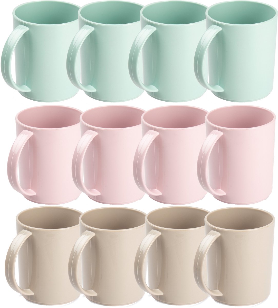 Goedkoopste PlasticForte Bekers - 12x stuks - kunststof - gekleurd - 350 ml - onbreekbare mokken