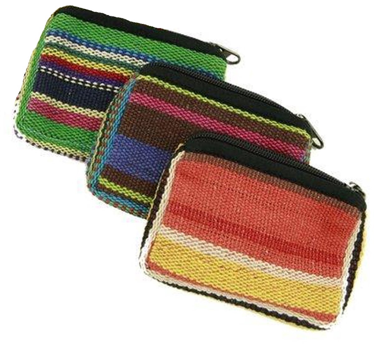 Tasje katoen mengkleuren met rits - 12x9 - Katoen - Meerkleurig (3 stuks) - Assorti