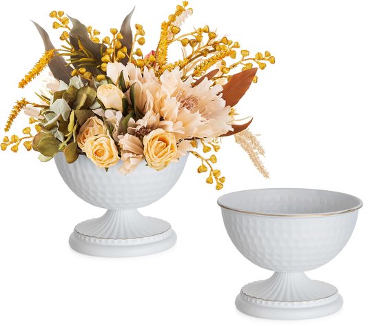 Foto: Boraboi charmant set van twee witte metalen vazen voor tafeldecoratie en bruiloftsdecoratie