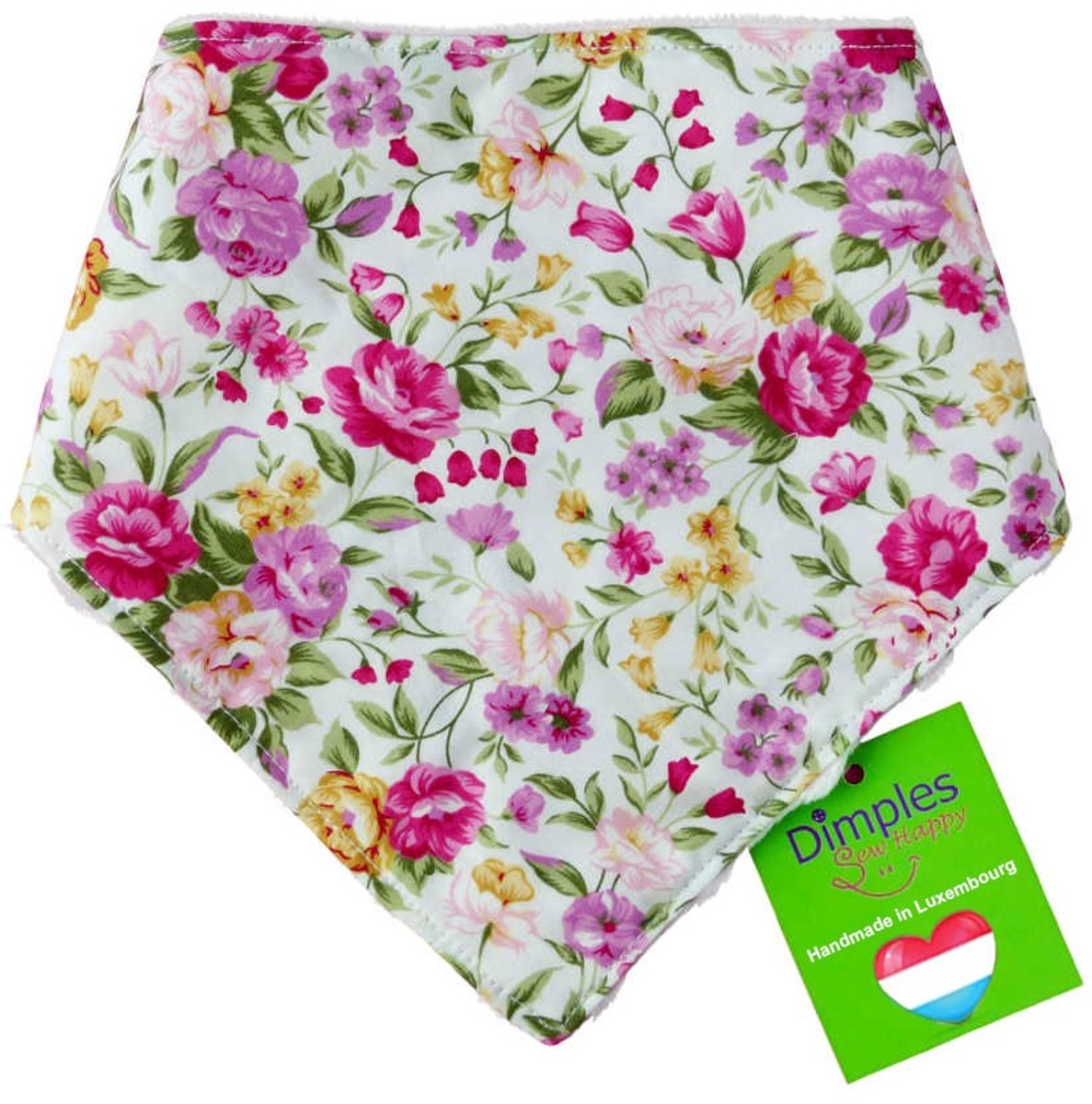 Rozen op crèmekleurige hondenhalsdoek - DIMPLES 35cm XS hondensjaal hondenbandana met comfortabele drukknopen