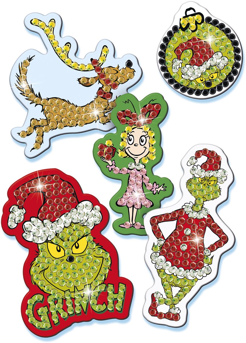The Grinch Diamond Painting magneten maken - Met 1100 steentjes - Speelgoed Kinderen - Knutselen - Voor meisjes en jongens - Vanaf 5 jaar - Totum — afbeelding 4