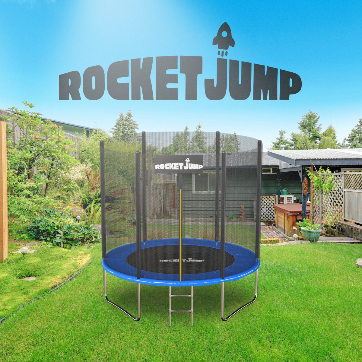 RocketJump TX83 Trampoline - Inclusief ladder en veiligheidsnet - Trampoline 183 cm - Blauw — afbeelding 7