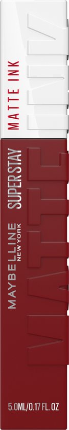 Verpakking van de Maybelline SuperStay Matte Ink lippenstift in rode kleur.