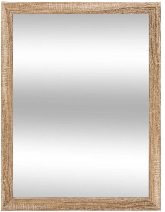 5five Spiegel/Wandspiegel - rechthoek - 34 x 44 cm - houtlook kunststof/glas - naturel - gang - toilet - badkamer