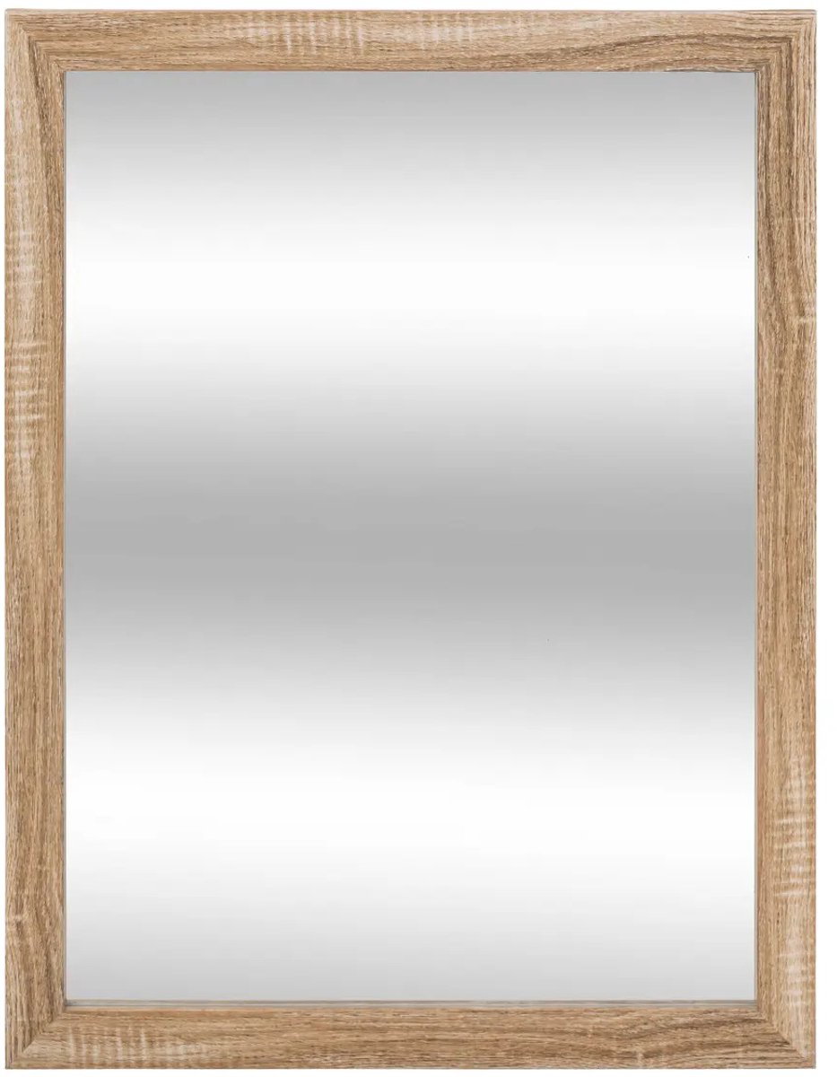 5Five® 5five Spiegel/Wandspiegel - rechthoek - 34 x 44 cm - houtlook kunststof/glas - naturel - gang - toilet - badkamer