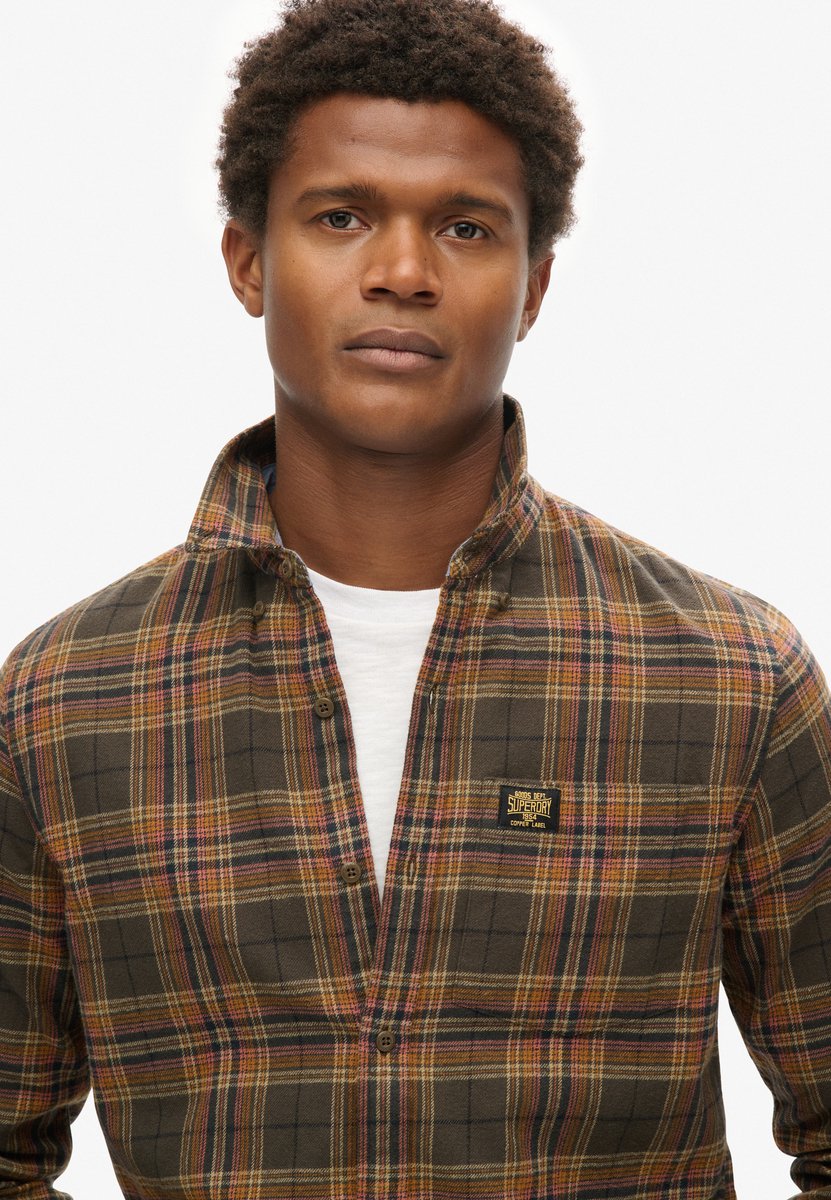 Superdry Katoenen houthakkersoverhemd met lange mouwen Heren Lange mouwen shirts Olijf