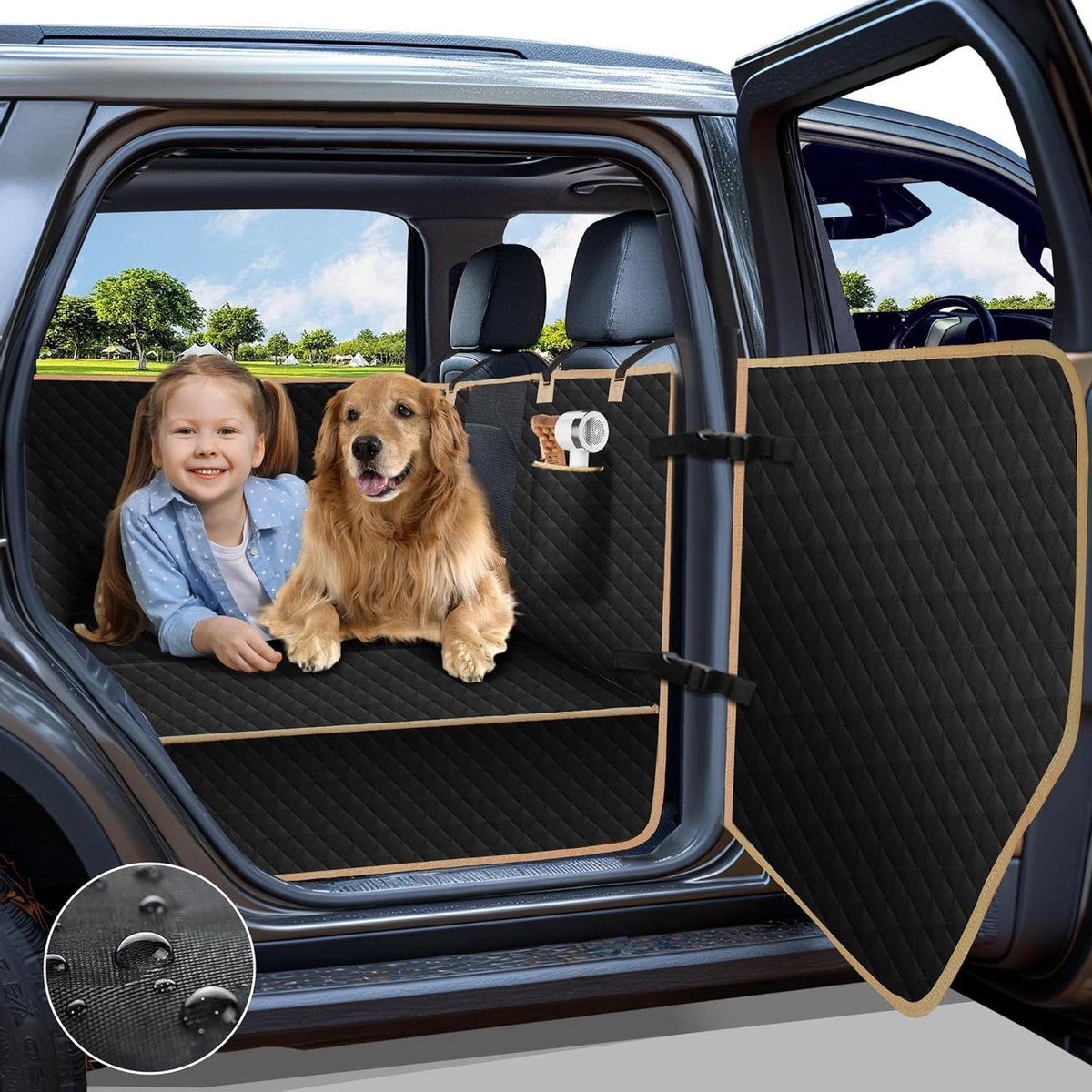 Housse De Siège Auto Pour Chien Et Chat - Tissu Oxford Imperméable - Noir - Protection Contre Poils Et Saletés - Facile à Nettoyer - Dimensions ~106x49 Cm