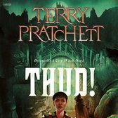 Boekomslag voor 'Thud!' van Terry Pratchett, met een kasteel op de achtergrond en een meisje op de voorgrond.