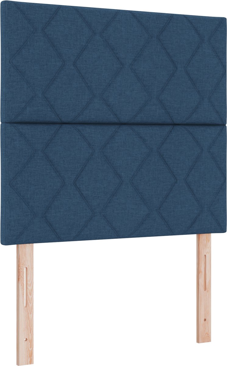 vidaXL Boxspring - bed - met - matras - met - hoofdeinde - Blauw - 90 - x - 200 - cm - Stof