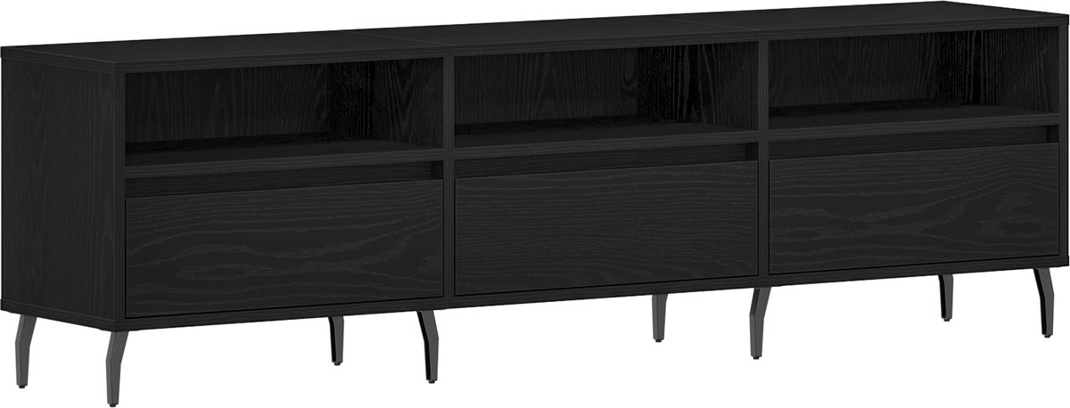 vidaXL - TV - Kast - Zwart - Eiken - 150 - x - 30 - x - 44,5 - cm - Bewerkt - hout