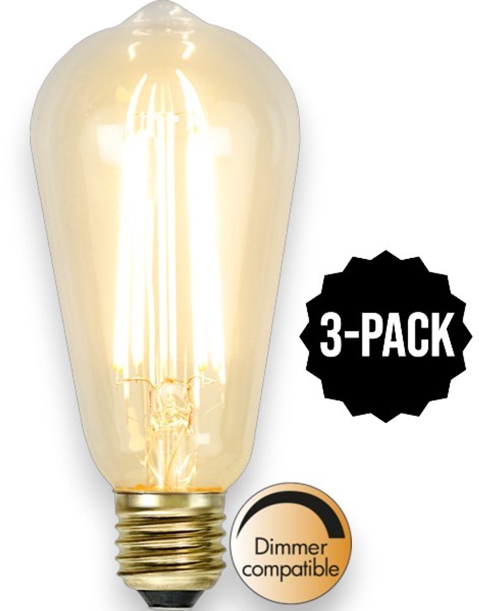 3-Pack | Druppel-Edison lamp - E27 - 3.6W - Super Warm Wit