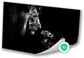 Leeuw en Welp in Zwart-Wit - Leeuw posters - Muurdecoratie dieren - Zwart wit - Design posters - Stijlvolle posters - poster 120x80 cm