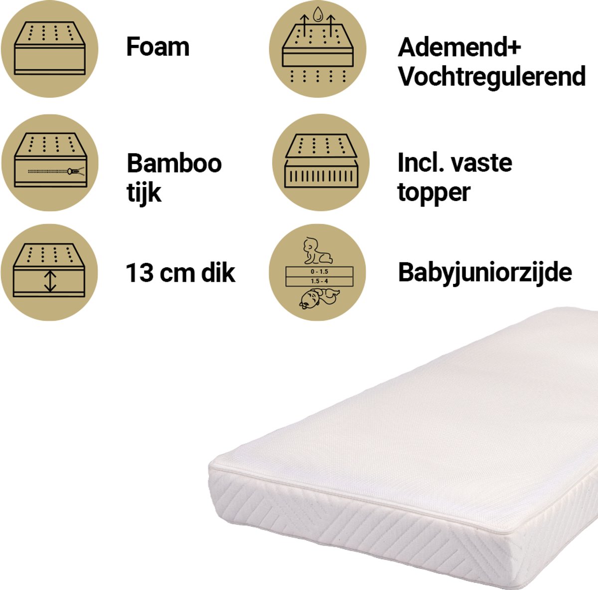 ABZ Breath Ease luxe 70x140 Matras Peuterbed - peutermatras