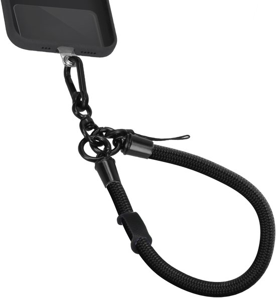 imoshion Universeel polsbandje one size - Telefoon Ketting - GSM Koord geschikt voor iPhone en Samsung - Zwart