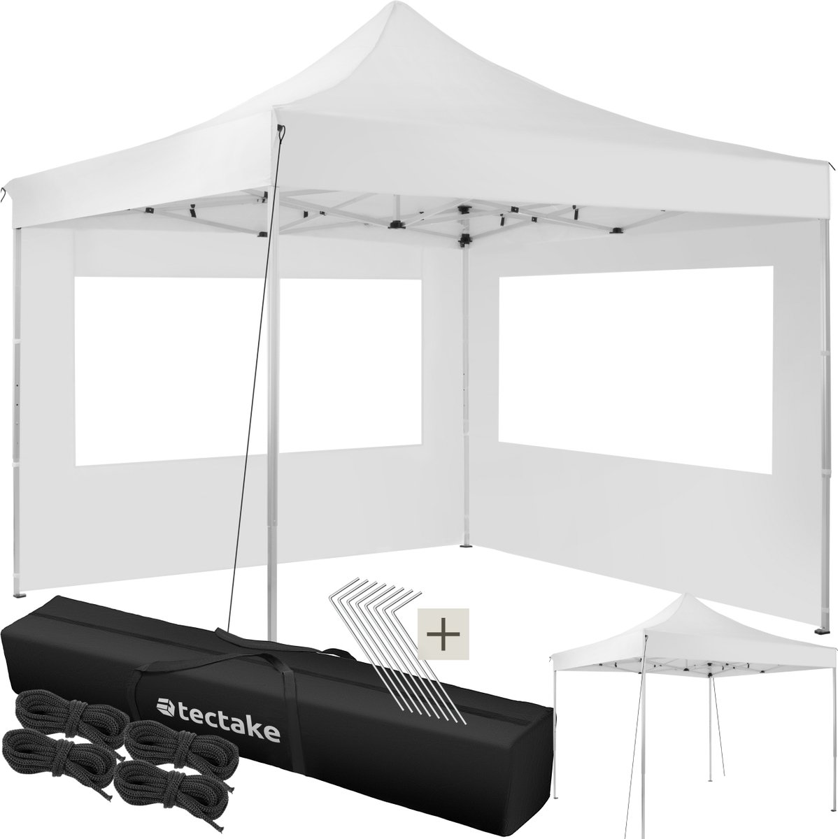 Tectake® - Opvouwbaar tuinpaviljoen 3x3m met 2 zijdelen - wit