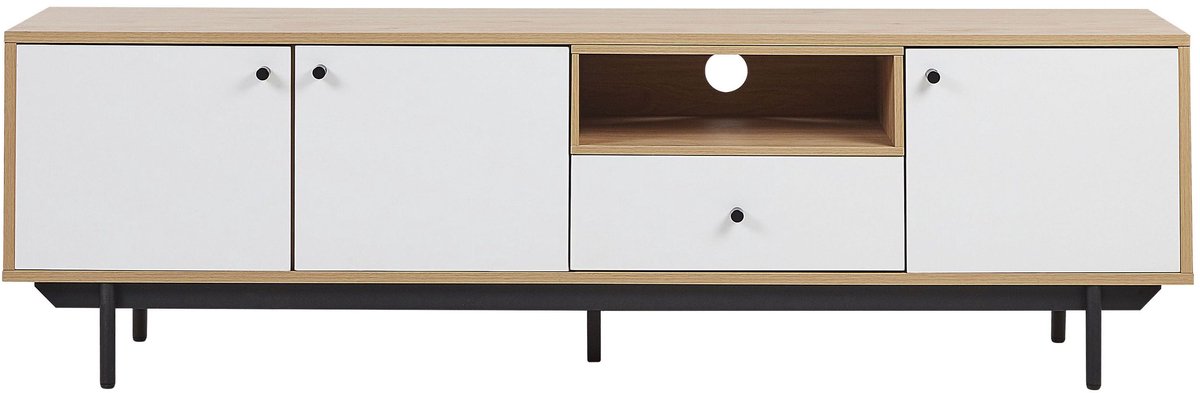 Beliani ITACA - TV-meubel - Lichte houtkleur - Vezelplaat Wit