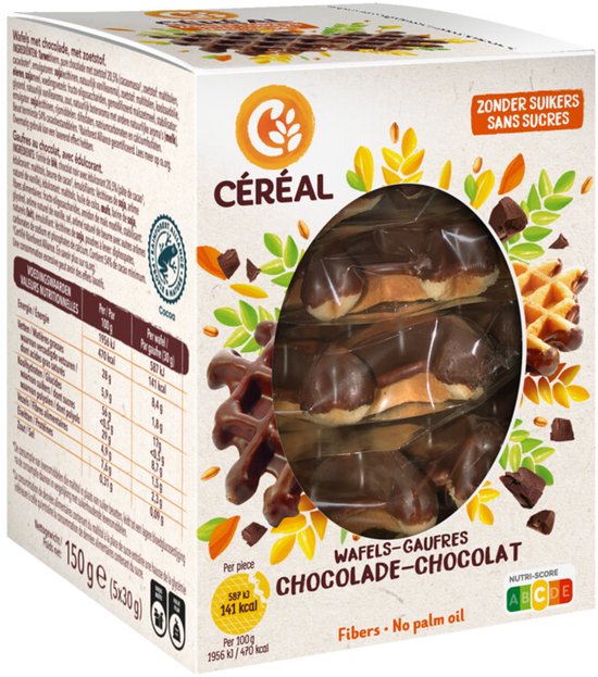 Céréal Wafels Chocolade - 4 x 150 gr - Voordeelverpakking