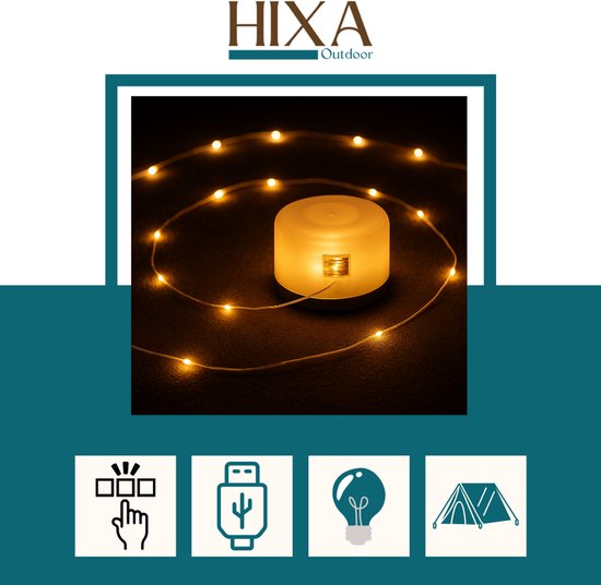 HIXA Lichtsnoer - Buitenverlichting - Uitrekbaar - Tot 8M - Ophangbaar - Camping lamp - Camper - Accessoires — afbeelding 4