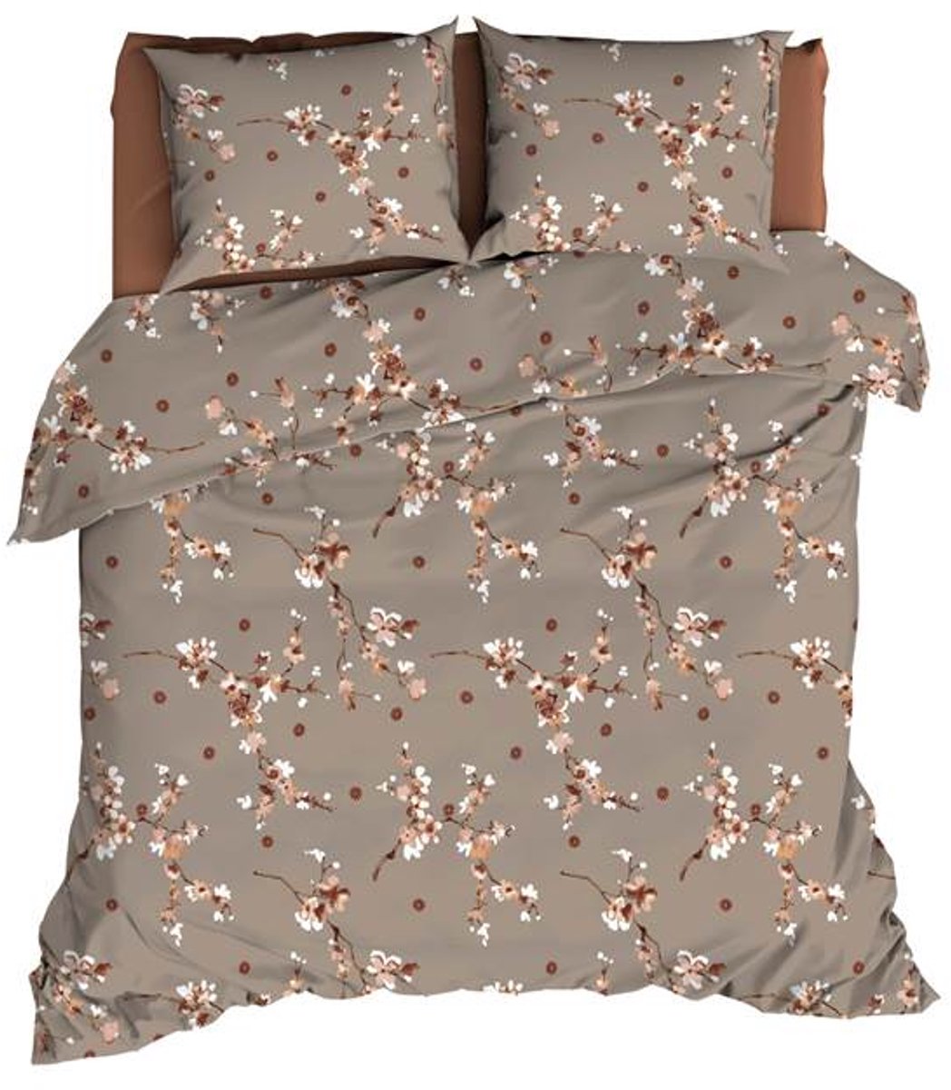 Romanette Geisha Dekbedovertrek - Tweepersoons - 200x200/220 cm - Taupe
