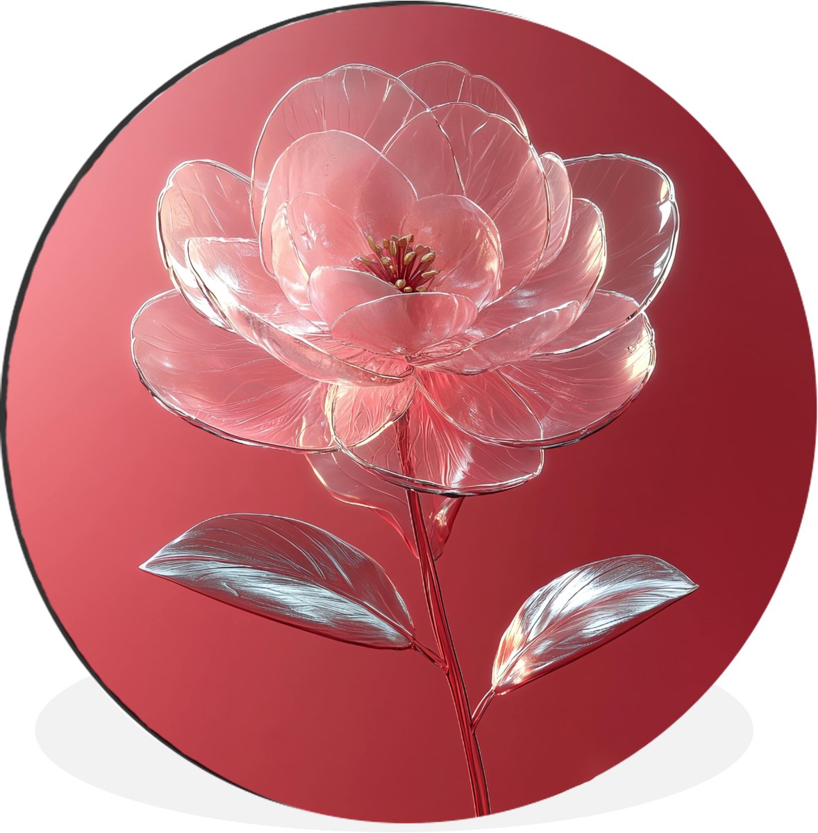 WallCircle Wandcirkel - Muurcirkel - Sierlijk - Bloem - Roze - Glazen - Aluminium - Dibond - 120x120 cm - Binnen en Buiten Sierlijk - Bloem - Glazen