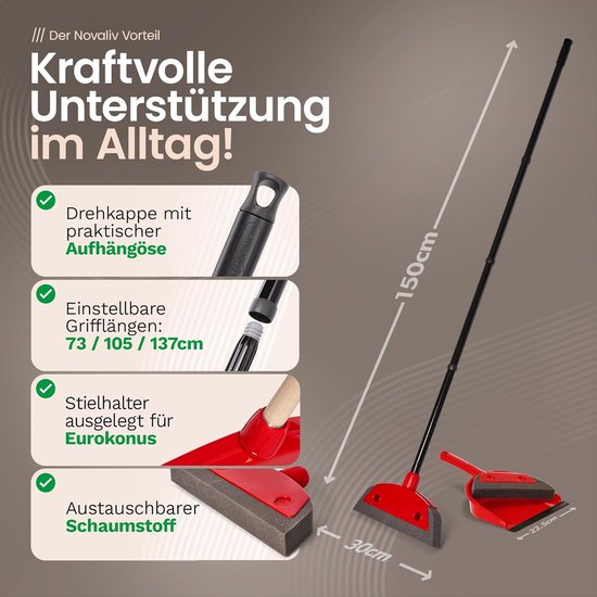 Novaliv schuimbezem met steel voor in het stopcontact & veegset kappersbezemset rubberen knopbezem hondenhaarverwijderaar bezem voor binnen tapijtbezem vloertrekker huishoudbezem wonderbezem van Novaliv — afbeelding 2
