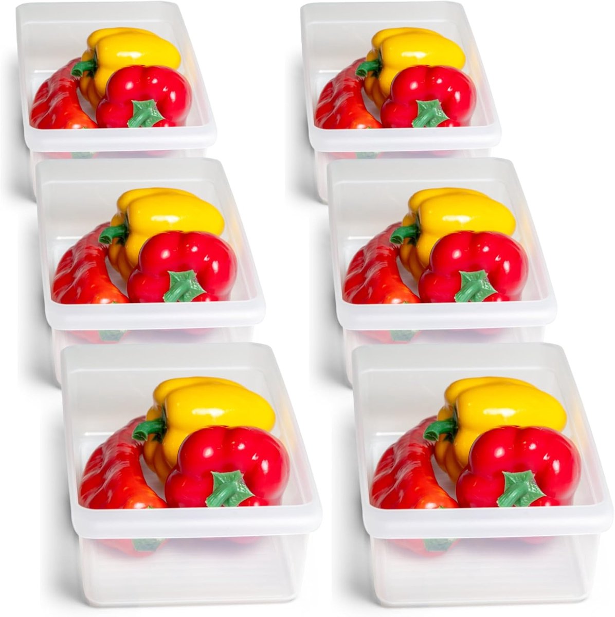 Novaliv 6X koelkastorganizer 30,5 x 7,5 x 16 cm BPA-vrij Opbergsysteem Gemaakt in Duitsland Gemakkelijk schoon te maken Voedselveilige opbergruimte voor de keuken Huishoudelijk Vaatwasserbestendig Opbergsysteem Keuken
