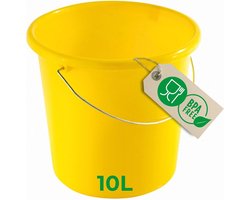 Novaliv emmer 10L geel met maatverdeling - schoonmaak emmer 10 liter? 28,5 cm Praktische alleskunner met schaalverdeling voor huishouden & tuin ideaal als huishoudemmer, wateremmer, dweilemmer, emmer