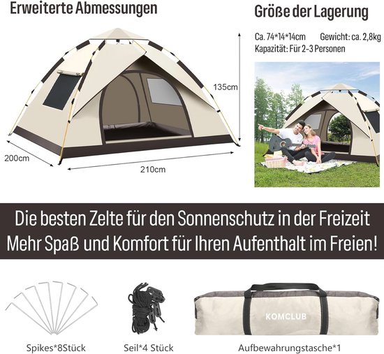 Automatische Campingtent voor 1-2 Personen - Lichte Douchetent met UV-Bescherming voor Strand en Outdoor Activiteiten — afbeelding 5